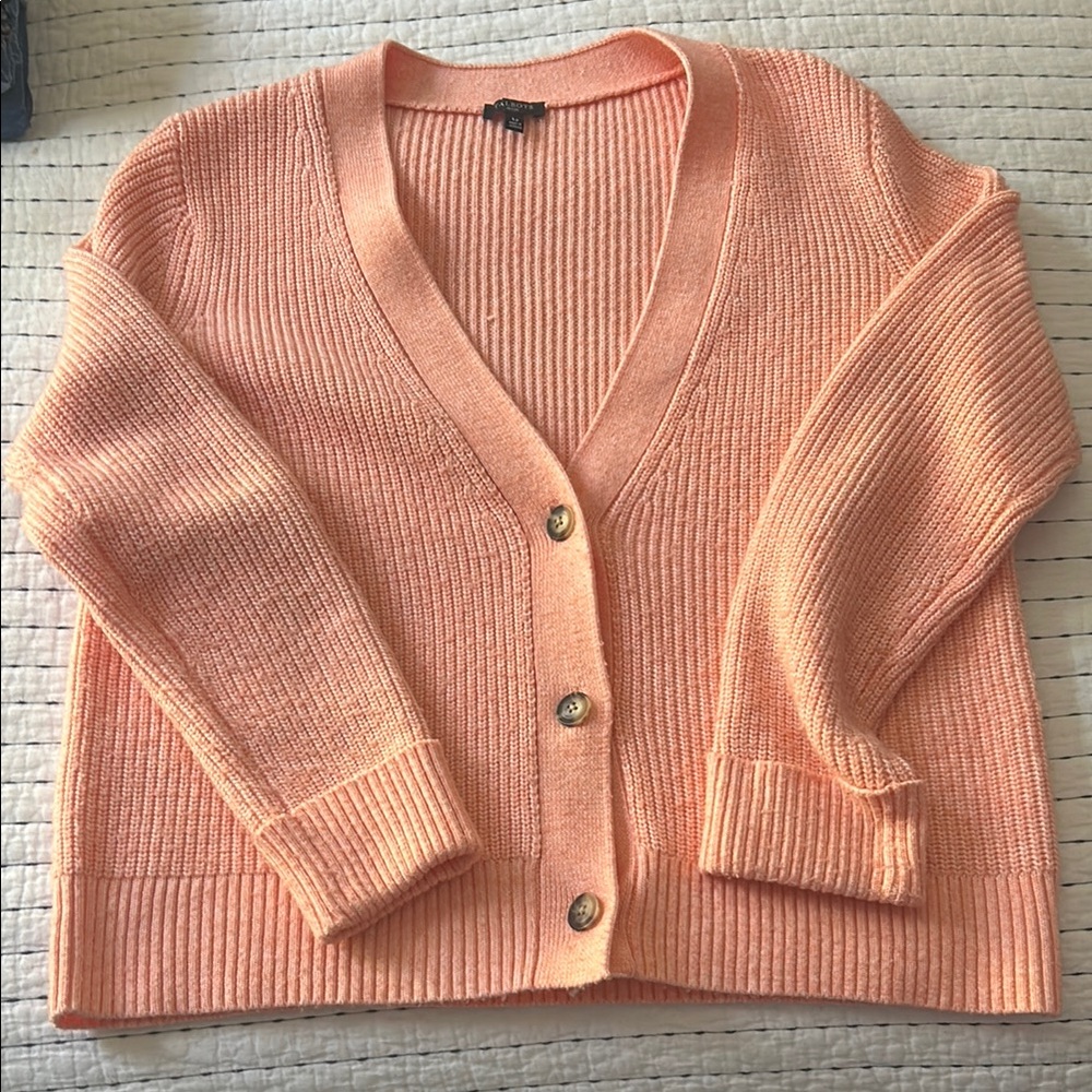 Peach V-Neck Button-Up Women's Sweater